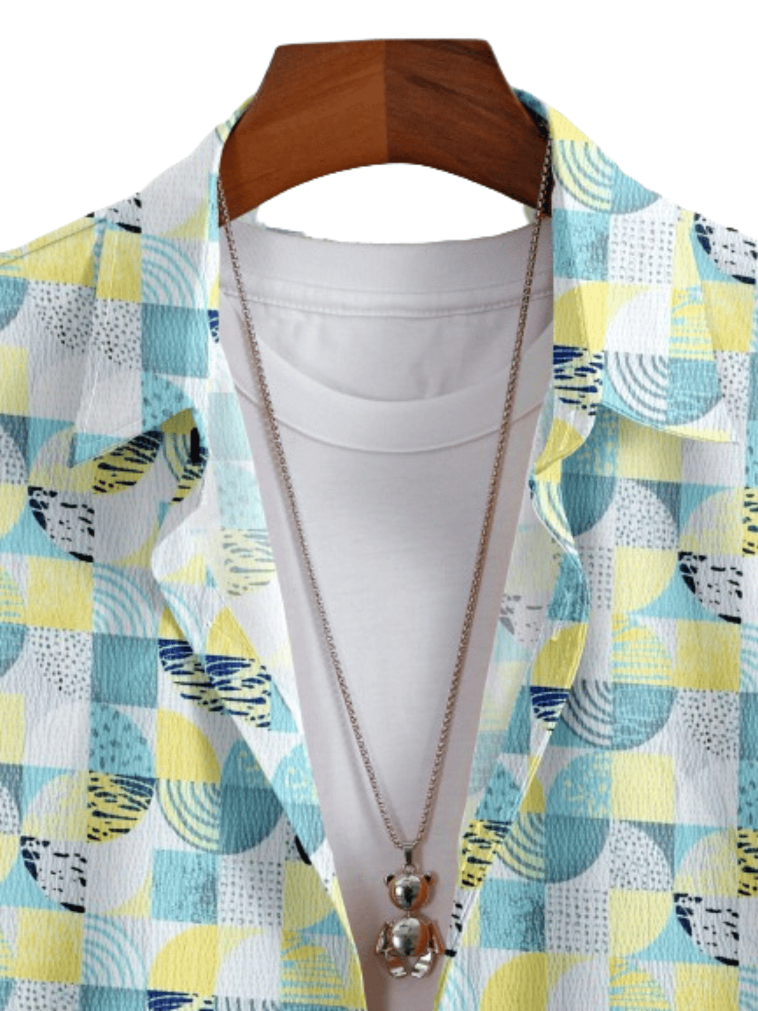 "Sunburst Elegance: Yellow Round Pattern Shirt by Glamastitch"-S