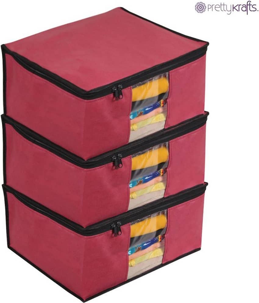 PrettyKrafts™ Presents Non Woven Saree Cover Storage Bags for Clothes with primum Quality Combo Offer Saree Organizer for Wardrobe/Organizers for Clothes/Organizers for Wardrobe Pack of 3 -