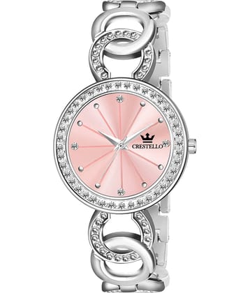 Crestello Silver Metal Analog Womens Watch
