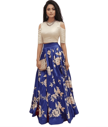 Reya Women's Satin Unstitched Straight Cut Lehenga Choli