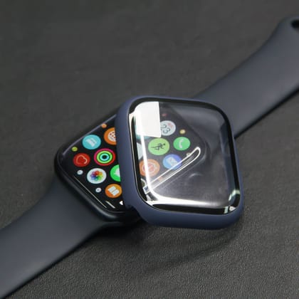 Premium Bumper Case Built in Screen Protector By iSerieshub For Smart Watch-45MM / Blue