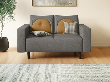 Windle 2-Seater Fabric Sofa (3-Years Warranty, Solid Wood, Taupe and Camel)