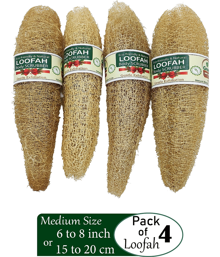 Grow Basket Natural Loofah Sponge Loofah Yellow Pack of 4