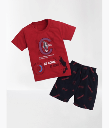 DKGF Fashion Pack of 1 Boys Cotton T-Shirt & Shorts Set ( Mustard )