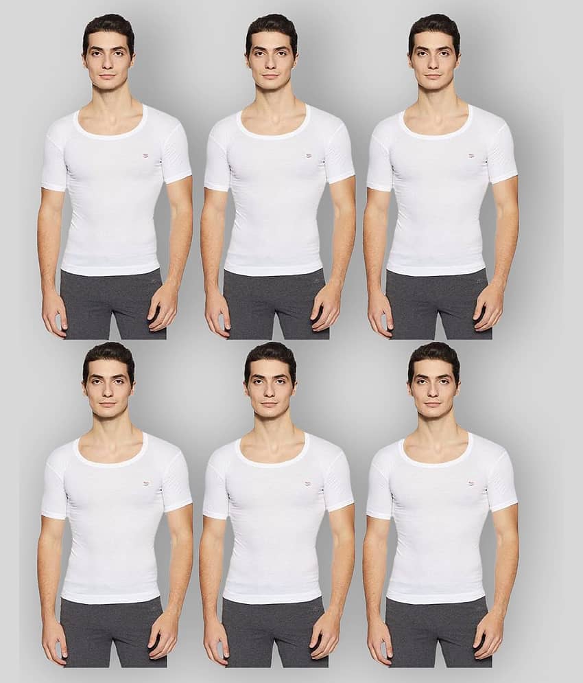 Rupa Frontline - White Cotton Men's Vest ( Pack of 6 )