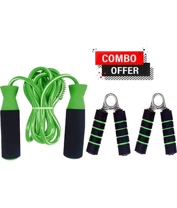 Skipping Rope And Hand Grip for Men Gym Women Weight Loss and Hand Muscles Exercise (GREEN)