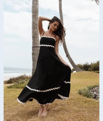 Sheetal associates Women Cotton Fit & Flare Dress ( Black )