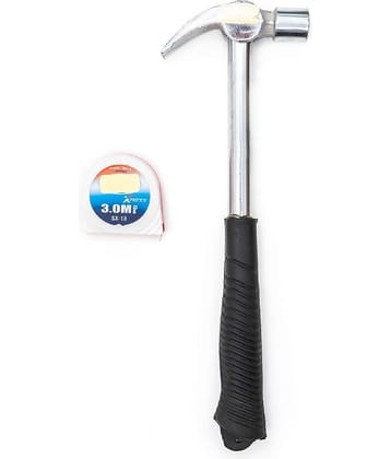 GLOBUS 1448 STEEL HAND TOOL SET/2 PCS ( HAMMER 1/2 LBS AND MEASURING TAPE 3 MTR/ 10 FEET / 120INCHES.)