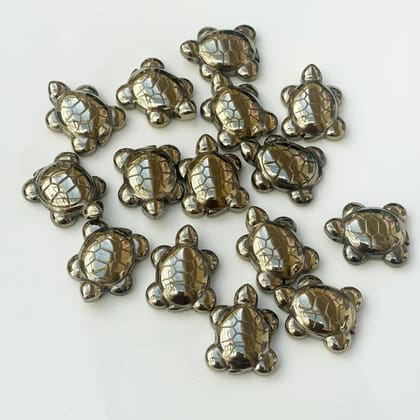 SahajHast Mini Pyrite Turtle  Good Luck Crystal Carving | Pocket Totem for Wealth & Protection