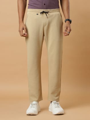 Cream | Relaxed Fit Textured | Breathable & Durable Track Pants-S