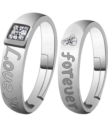 Silverplated Elegant LOVE  Solitaire His and Her Adjustable proposal Diamond couple ring For Men And Women Jewellery