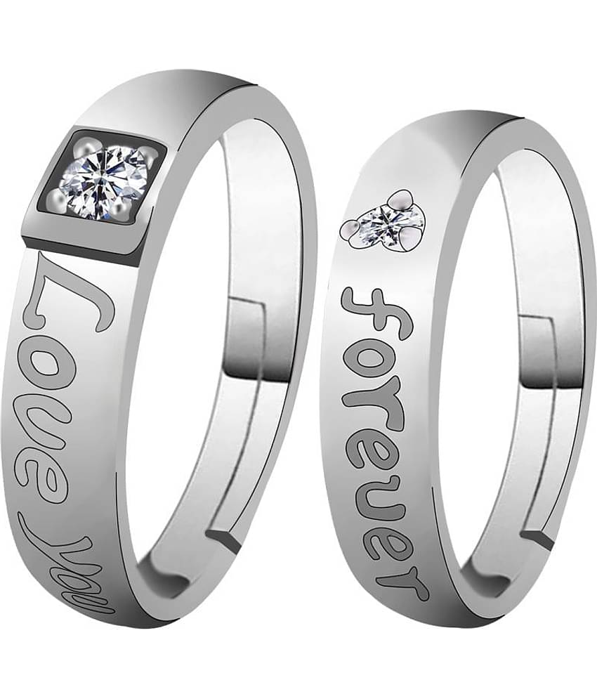 Silverplated Elegant LOVE  Solitaire His and Her Adjustable proposal Diamond couple ring For Men And Women Jewellery