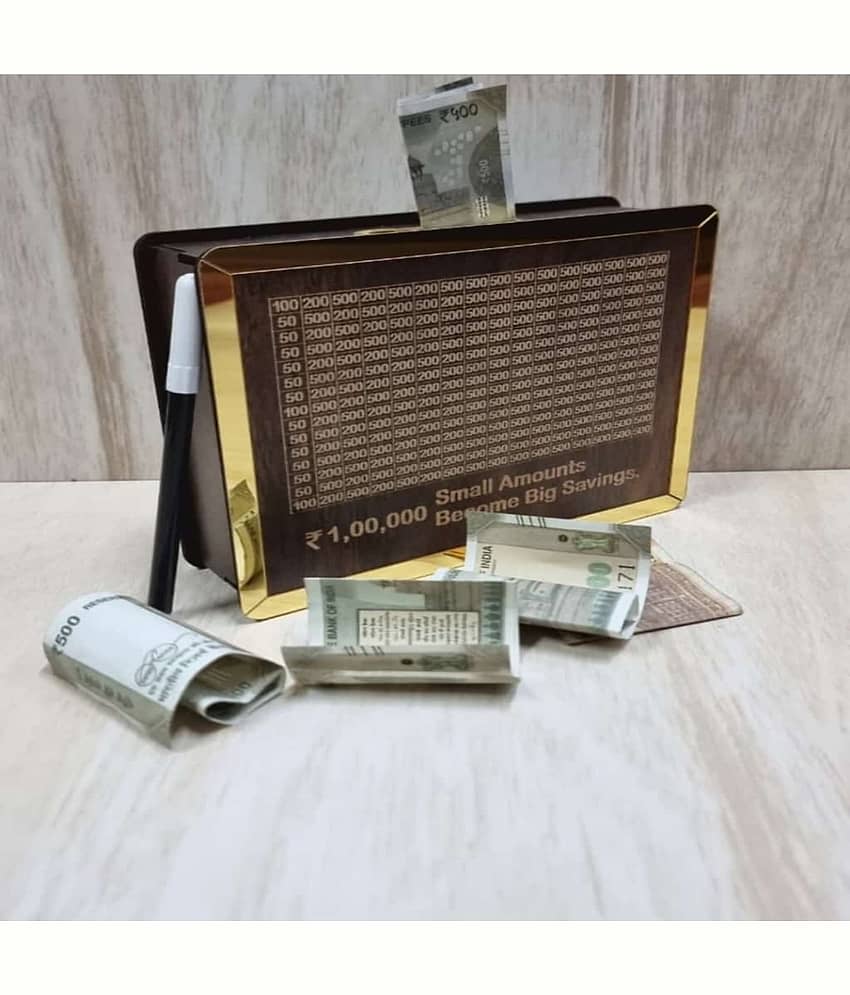 SARVASHVA TRENDS Wood Brown Piggy Bank ( Pack of 1 )