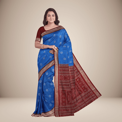 floral motif rudrakshya border Bomkai Silk Saree