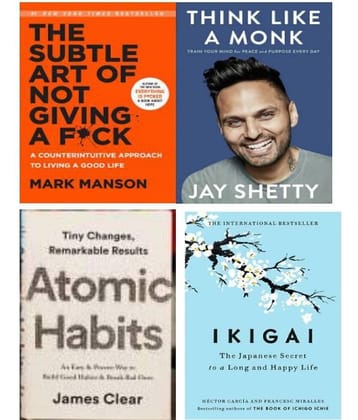 Books Combo (Ikigai, Think Like A Monk, Atomic Habits The Subtle Art Of Not Giving )- Paperback