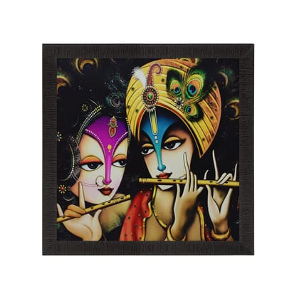 Beautiful Radha Krishna Playing Flute Painting Digital Printed Religious Wall Art