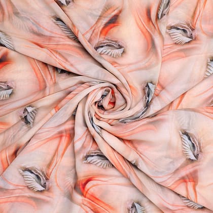 Red Abstract Printed Pure Georgette Fabric