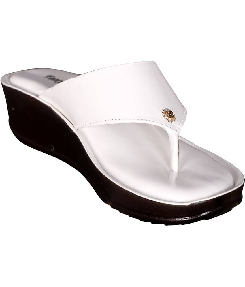 Footprints White Women's Slip On Heels