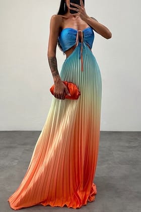 Lorenzo gradient maxi dress-Blue / XS