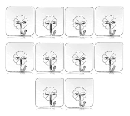 SMARTCAM Self Adhesive Wall Hooks, Heavy Duty Sticky Hooks for Hanging 10KG (Max), Waterproof Transparent Adhesive Hooks for Wall (Pack of 10)
