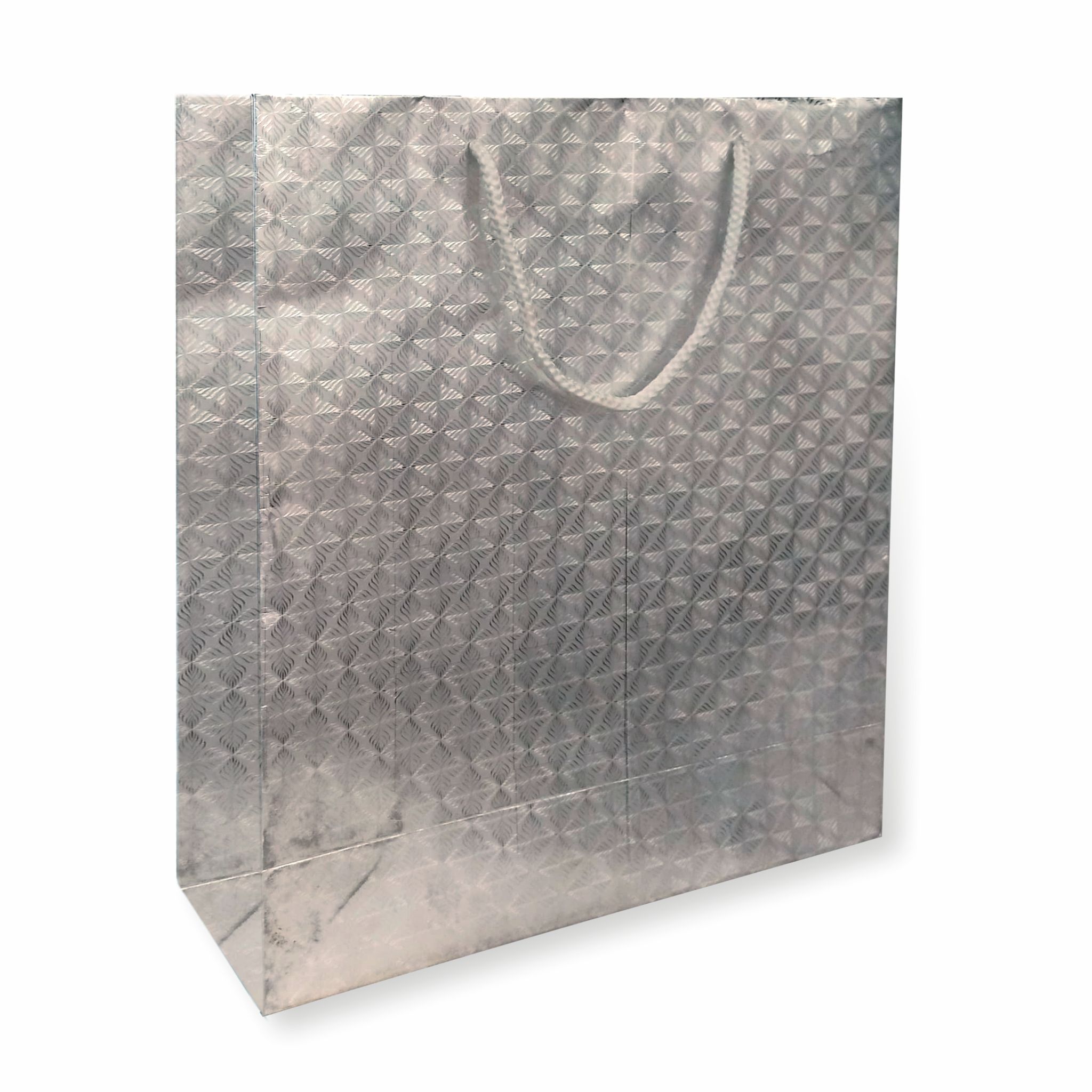 Silver Special Design Premium Paper Gift Bags, Ideal For Festive Gifts, Wedding Gifts & Gifting on Special Occasions (Size: 12.5 x 10.25 x 4 inch) -  12