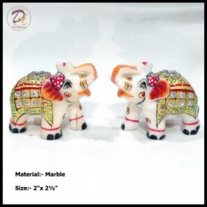 Marble Golden Elephant Pair Statue