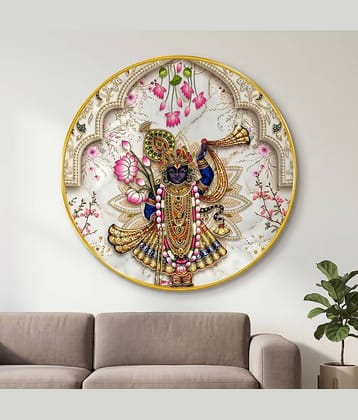 Livin'luxe Shrinathji Krishna Wall Painting with PVC Round Frame