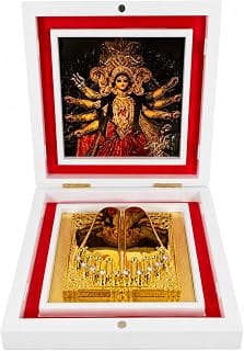 Jai Durga Maa Pooja Items Box for Home Temple | Premium Durga Maa Mandir Gift Set | Gold Plated Religious Box for Daily Puja & Festive Decor