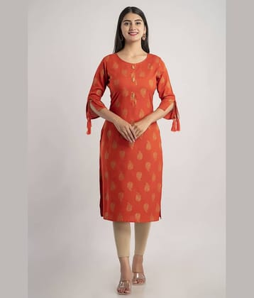 MAUKA - Rust Rayon Women's Straight Kurti ( Pack of 1 )