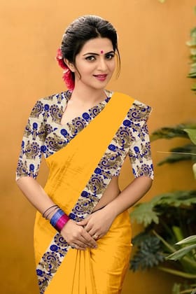 Gleaming Yellow Colored Casual Wear Chanderi Silk Saree