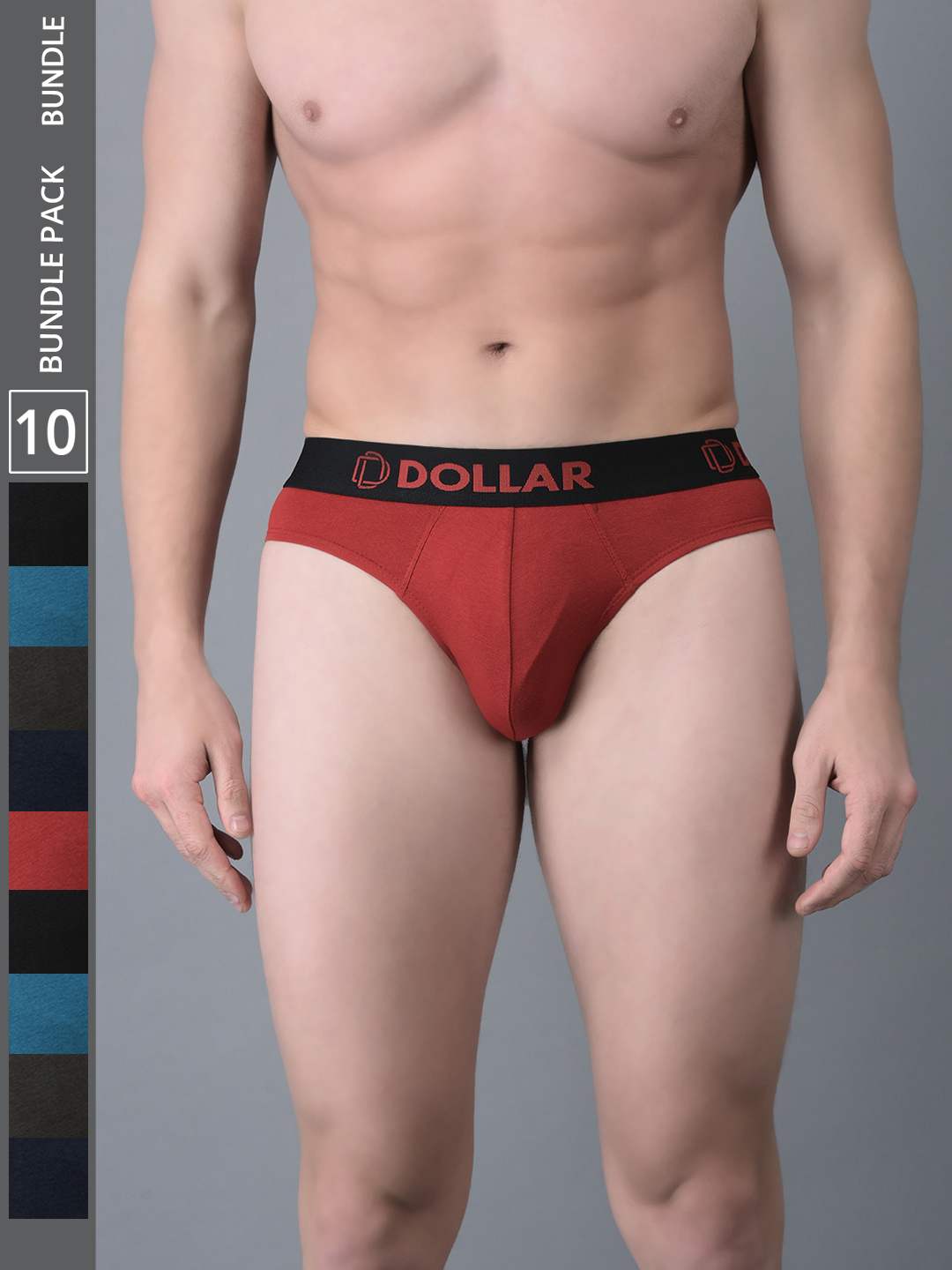 Men's Assorted Pack of 10 Shuffle Intellisoft Cotton Spandex Solid Brief