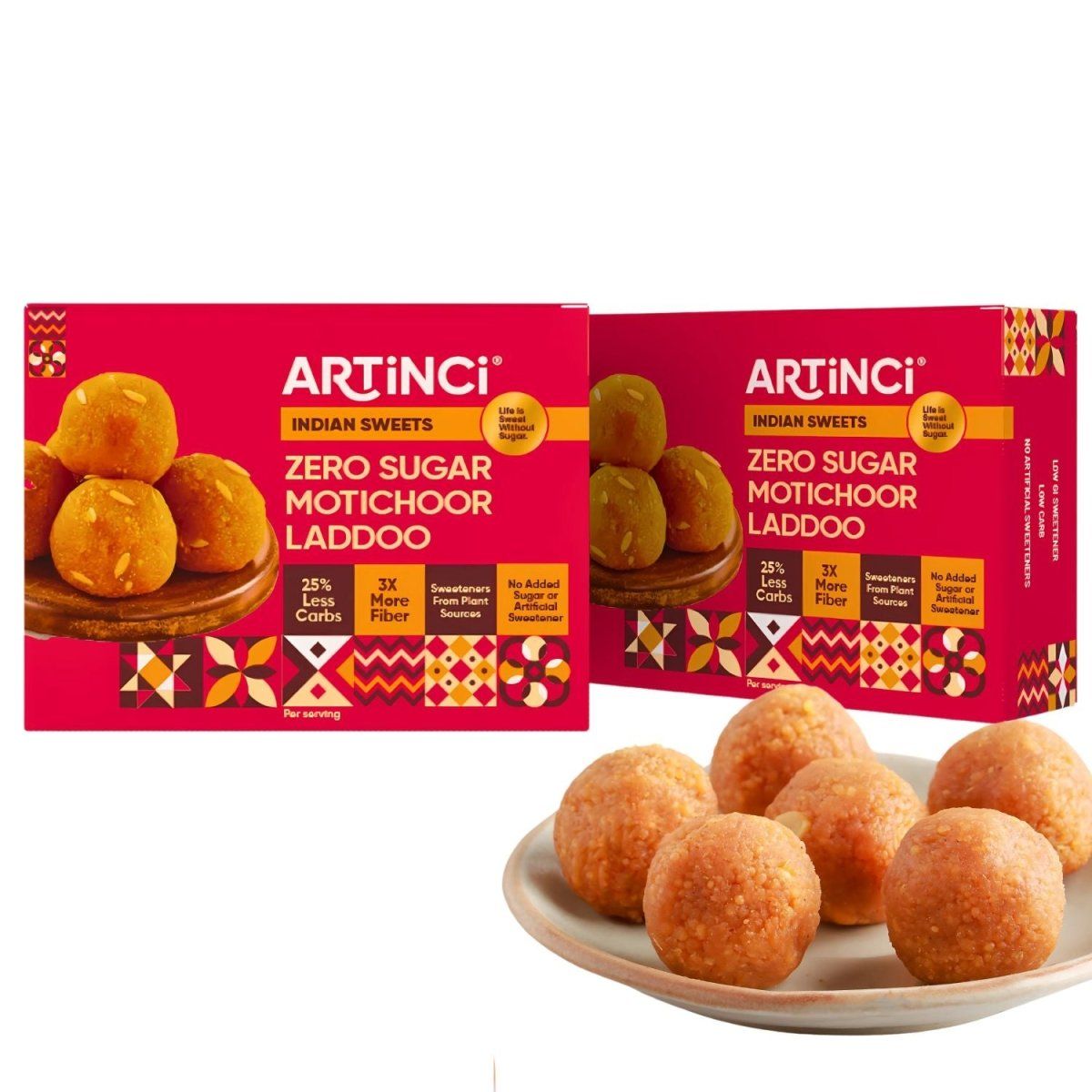 Motichoor Ladoo | Made with desi ghee | Sugar free | Diabetic Friendly-400g (2 X 200g)