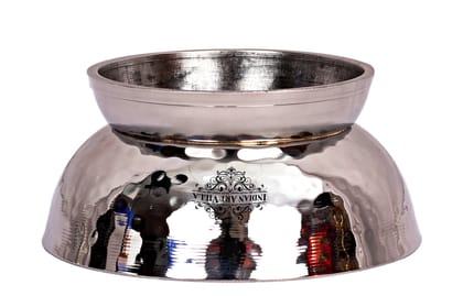 Pure Steel Hammered Design Dessert Bowl with Stand -160 ML-2