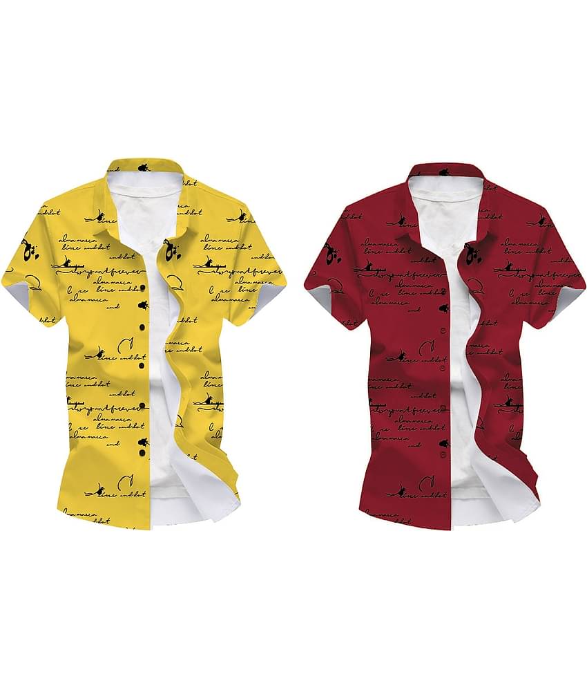 Blue dove Elastane Regular Fit Printed Half Sleeves Men's Casual Shirt - Maroon ( Pack of 2 )