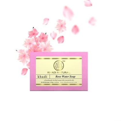 Khadi Natural Rosewater Handmade Soap - Makes Skin Soft & Supple, 125 gm