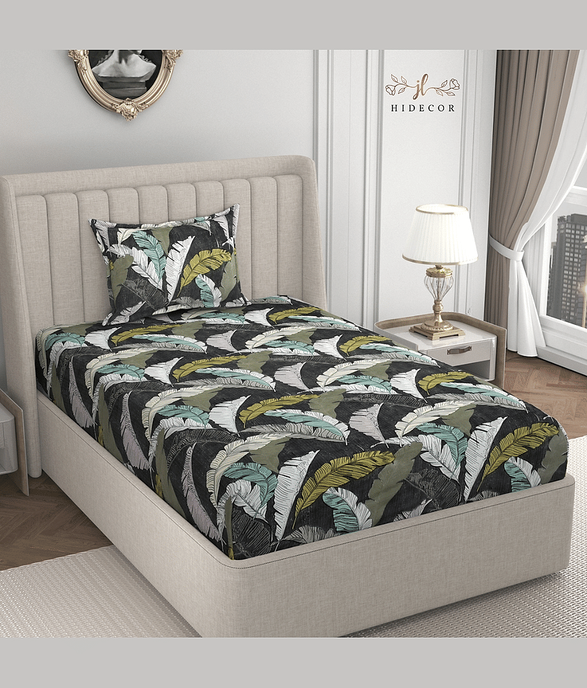 HIDECOR Microfiber 1 Single Bedsheet with 1 Pillow Cover ( Blue )