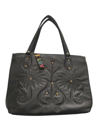 Womens Embroidered PU Leather Tote Bag Large Capacity