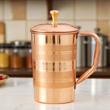 Pure Copper Water Jug – 1.3 Liter | Healthy Drinkware for Home, Height : 8 Inch (ZMAS189 D)