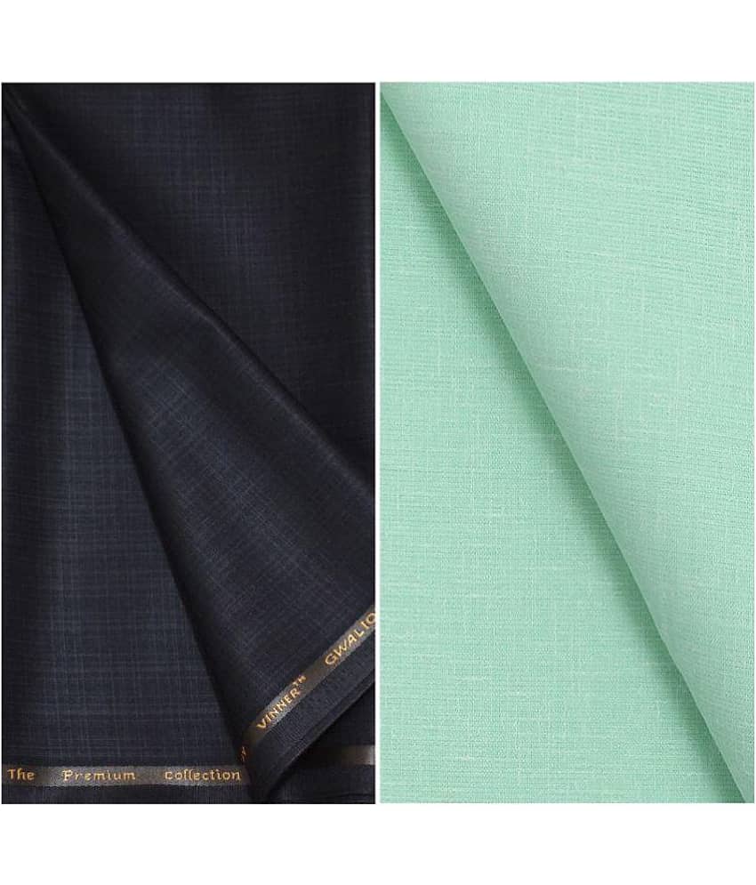 KUNDAN SULZ GWALIOR Multi 100 Percent Cotton Unstitched Shirts & Trousers Pack of 1 Pant and Shirt Piece for Men