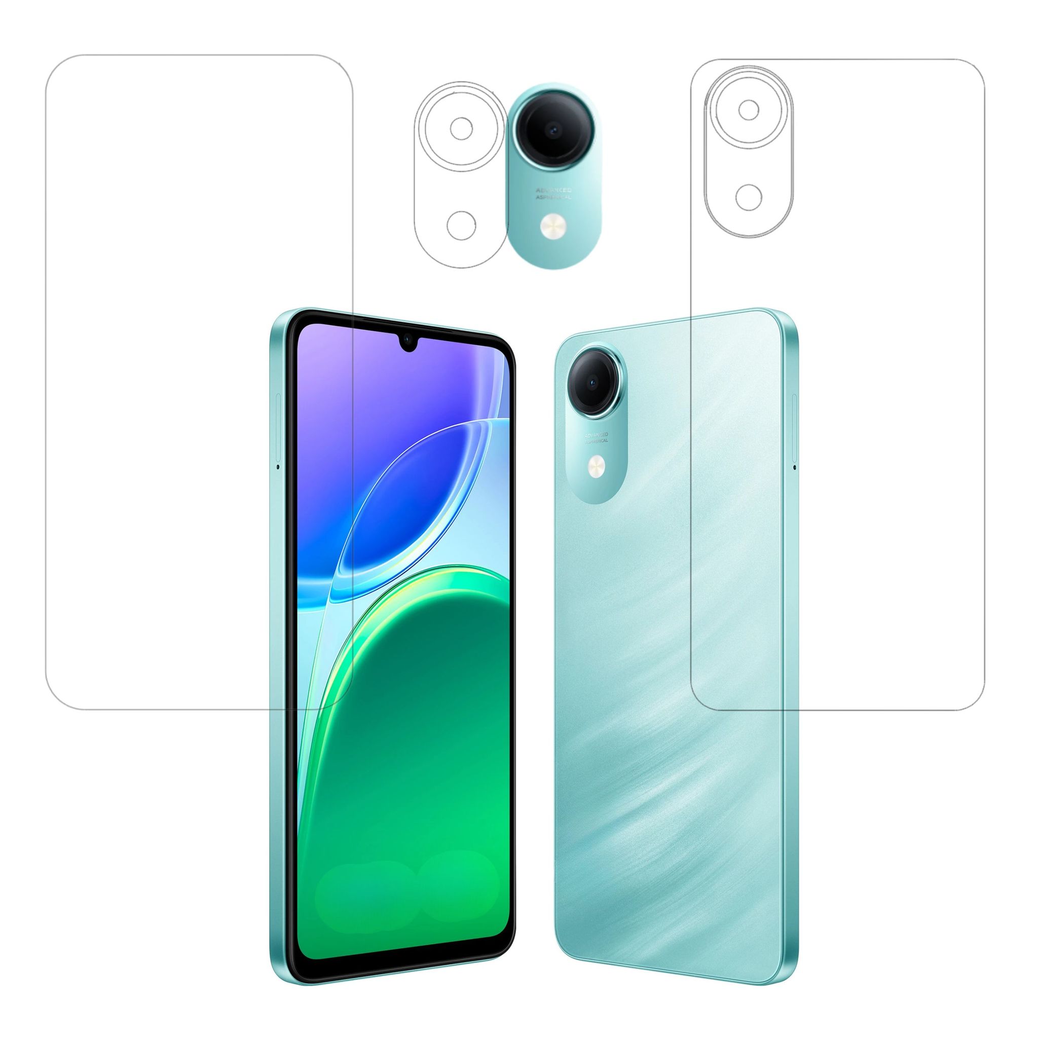 ISAAK Front and Back Screen Protector with Camera Lens Protector Compatible with Vivo T5e (COMBO PACK)