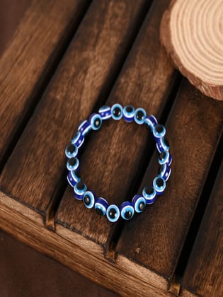 NVR Unisex Blue Evil Eye Rakhi With Roli Chawal-Freesize / Blue / Plastic