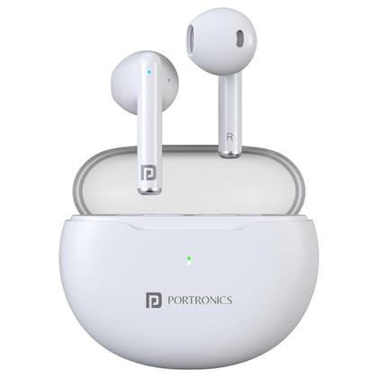 Portronics Twins S20 in Ear TWS Earbuds with 35 Hour Playtime, Touch Control, Low Latency, Game & Music Mode, 13mm Bass Dynamic Driver, IPX5 Water & Sweat Resistance, Type C Fast Charging (White)