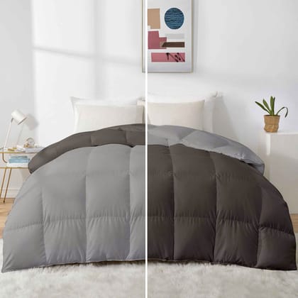 Razzai - 500 GSM Soft Hotel Quality-Down Alternative Reversible Comforter/Microfiber Quilt Blanket |Silver/Dark Grey-Single / Dark Grey