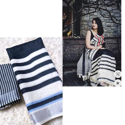 linen printed saree
