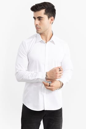 Essential Elegance: GlamaStitch's Plain White Shirt for Special Occasions or Office Wear-S