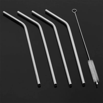 Reusable Stainless Steel Drinking Straws Bent (4 Bent Straws, 1 Brush) Reusable Stainless Steel Drinking Straws Bent (4 Bent Straws, 1 Brush)