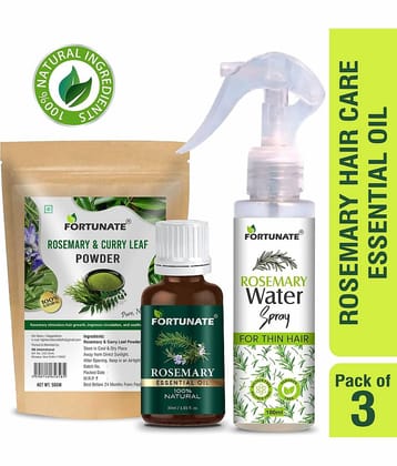 Fortunate Rosemary Oil, Rosemary Water Spray, Rosemary & Curry Leaf Powder - Hair Sprays 180 mL