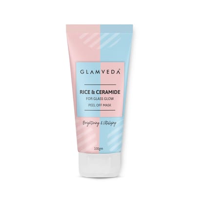 Glamveda Korean Rice & Ceramide Peel Off Mask for Men & Women | Reduces Signs of Ageing, Brightening & Even Tone Complexion |For Dry & Dull Skin|Dermatologically Approved Face Pack (100gm) Glamveda Korean Rice & Ceramide Peel Off Mask for Men & Women | R