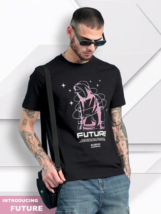 Men FUTURE Printed Regular Fit T-Shirt-S / Black