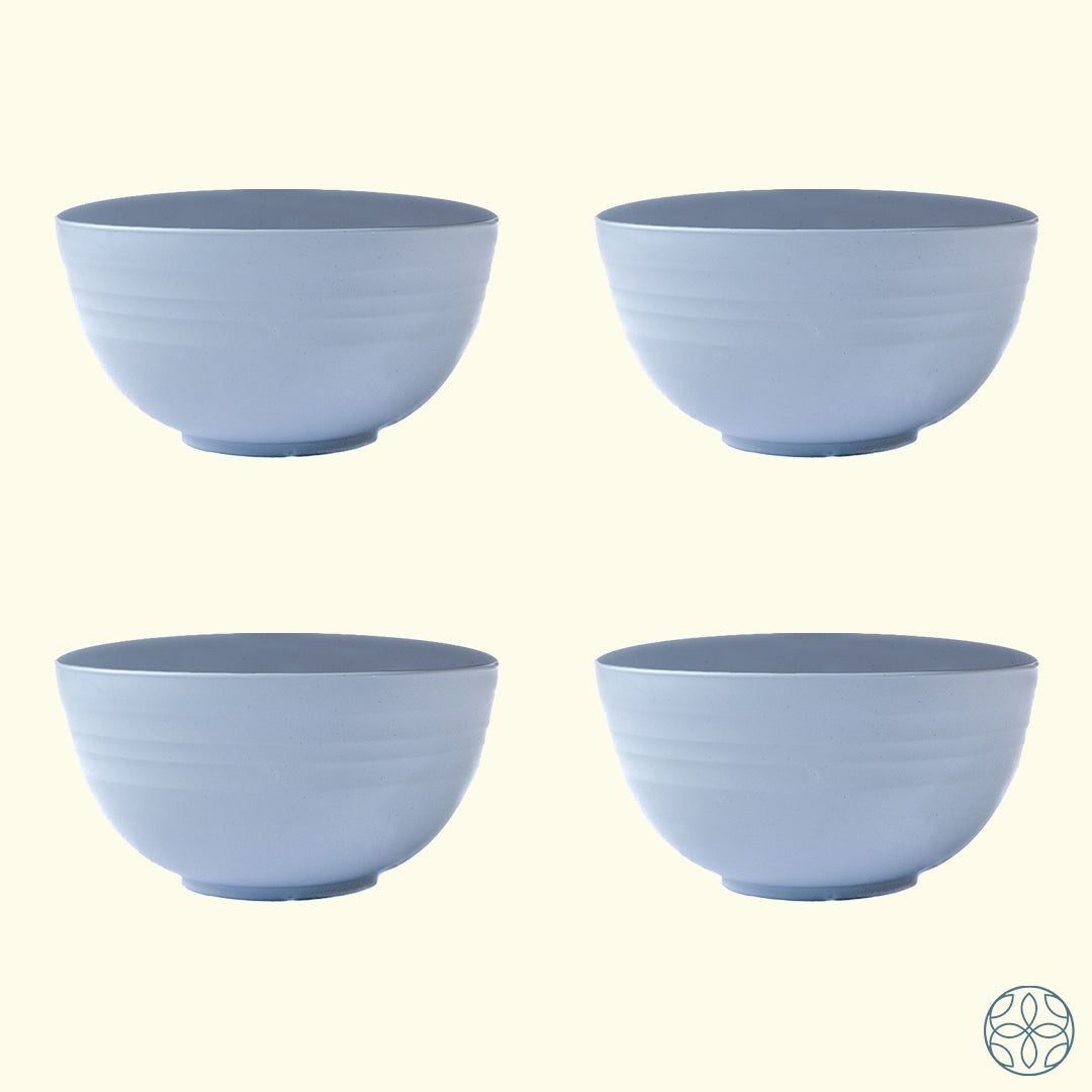 Wheat Straw Serving Bowls Set Of 4-SKY BLUE